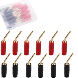 VISSQH Pack of 12 2 mm Gold-Plated Banana Plug Screw Type, Speaker Cable Connectors, for Audio Amplifier, Cable Connector, Adapter