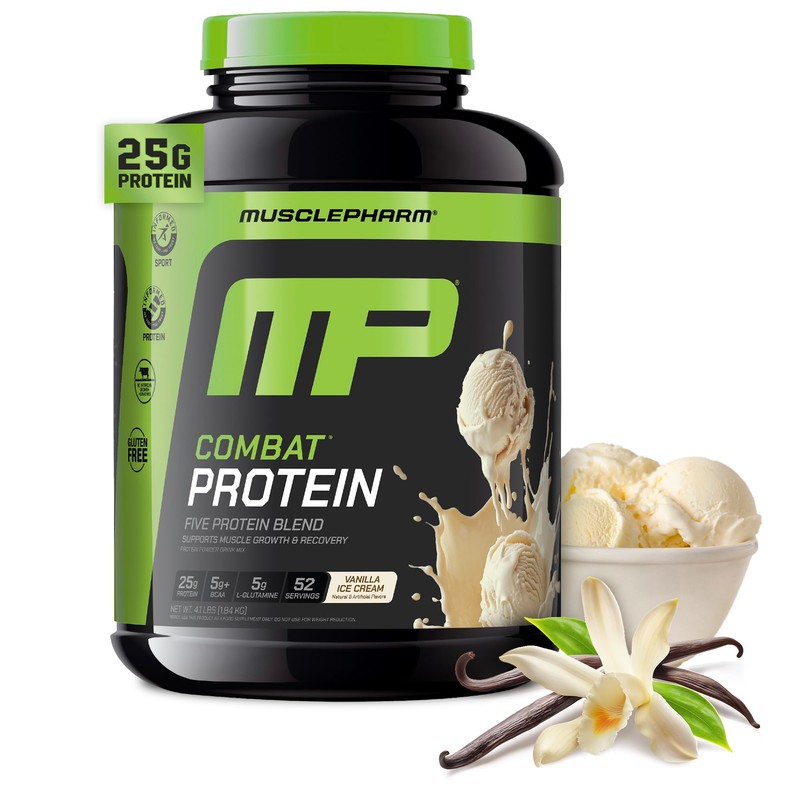 MusclePharm Combat Protein Powder, Vanilla Flavor, Fuels Muscles for Productive