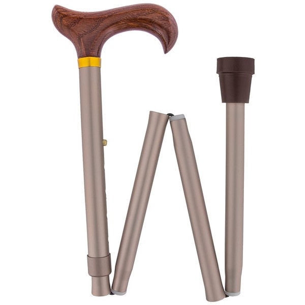 Brown Designer Folding Adjustable Derby Walking Cane