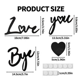 Love You Bye Wood Sign, Black Large Modern Letter Wall Decor Love You Bye Door Art Sign to Express & Warm for Family for Above Front Door Home Hallway Entryway