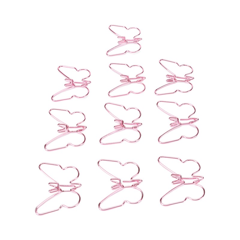 100 Pcs Shaped Paper Clips Pink Butterflies Shape Metal Cute