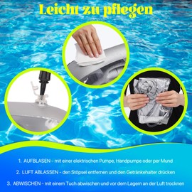 Inflatable Floating Pool Drink Holder with Large Capacity - Ideal for Pool, Party, Beach and Hot Tub, 6 Holes