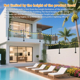 zoegi 4 Pack 2.8FT String Light Poles,Light Poles for Outside Lights,Outdoor Brackets Hanging Lights,Metal Stand for Deck Patio,Backyard,Wedding,Deck,Party