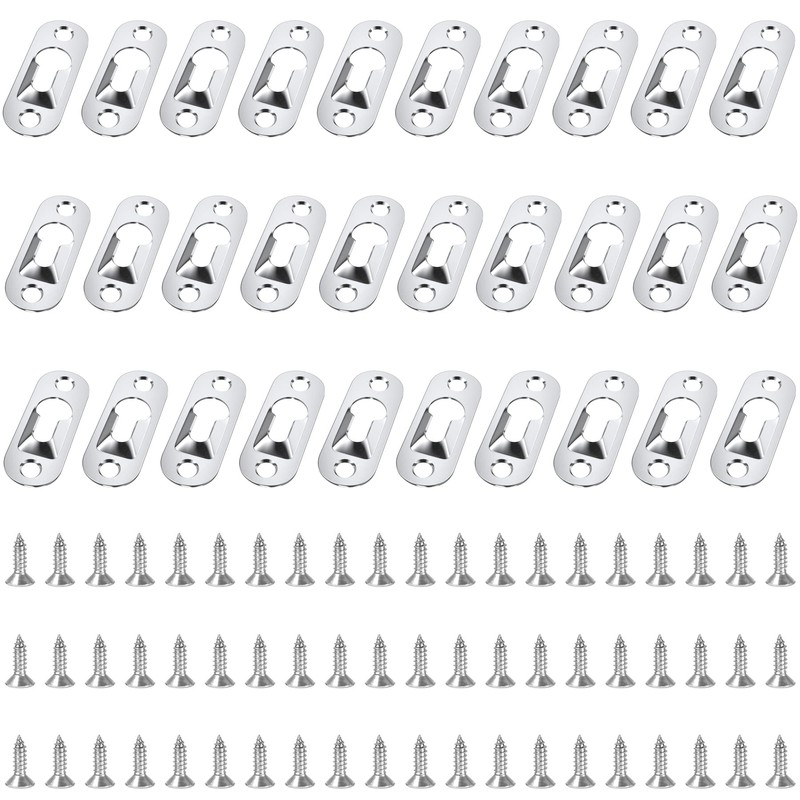 30 PCS Pegs for Picture Frames,Picture Keyhole Hanging Plate,60 PCS