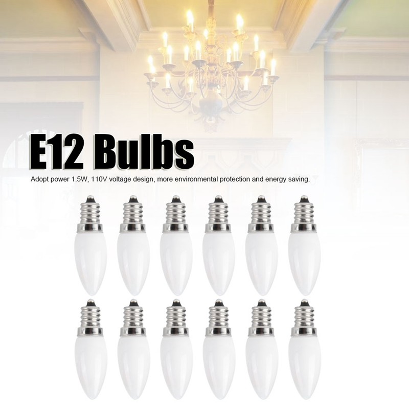 10pcs E12 LED Bulb 1.5W Warm White Lamp for Chandelier