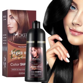 Black Hair Colour 16.9 Fl Oz, Argan Oil Shampoo for Black Hair, 3-in-1 Hair Dye Shampoo, Easy to Use, Semi-Permanent Shampoo for Hair Dye (Natural Black)