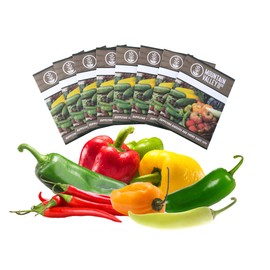 8-Pack Non-GMO Heirloom Pepper Seed Collection – Sweet and Hot Varieties Including Anaheim, Habanero, Banana Pepper, Bell Pepper, Jalapeño, Cayenne, and Green Pepper Seeds