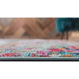 Unique Loom Chromatic Collection Area Rug - Champagne (2' 2" x 6' Runner, Multi/ Blue)