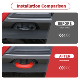 Linskip Tow Hook Covers Fit for 2004-2024 Ford F150, for 2021-2024 Bronco Base, Front Bumper Tow Hook Rubber Sleeve Protectors for F150 Exterior Accessories(Red)
