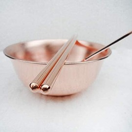 EnerMagiX Copper Bowl Chopsticks Spoon Set,99.9% Pure Copper Double-Layer Pure Copper Bowl Copper Chopsticks Copper Spoon for Kitchen Decor