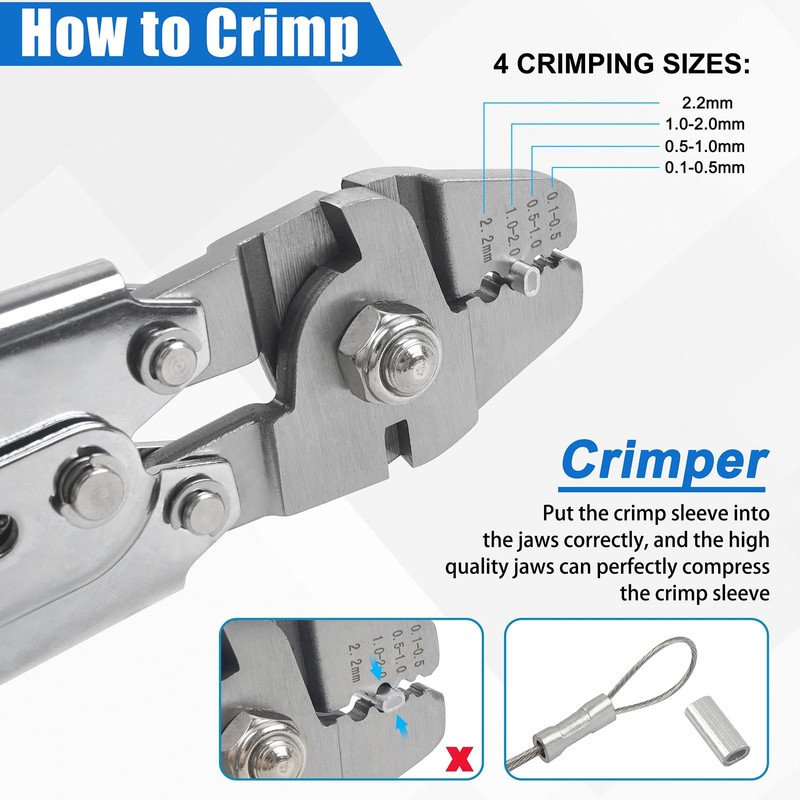 JSHANMEI Fishing Crimping Tool Heavy Duty Crimper Pliers with Crimp