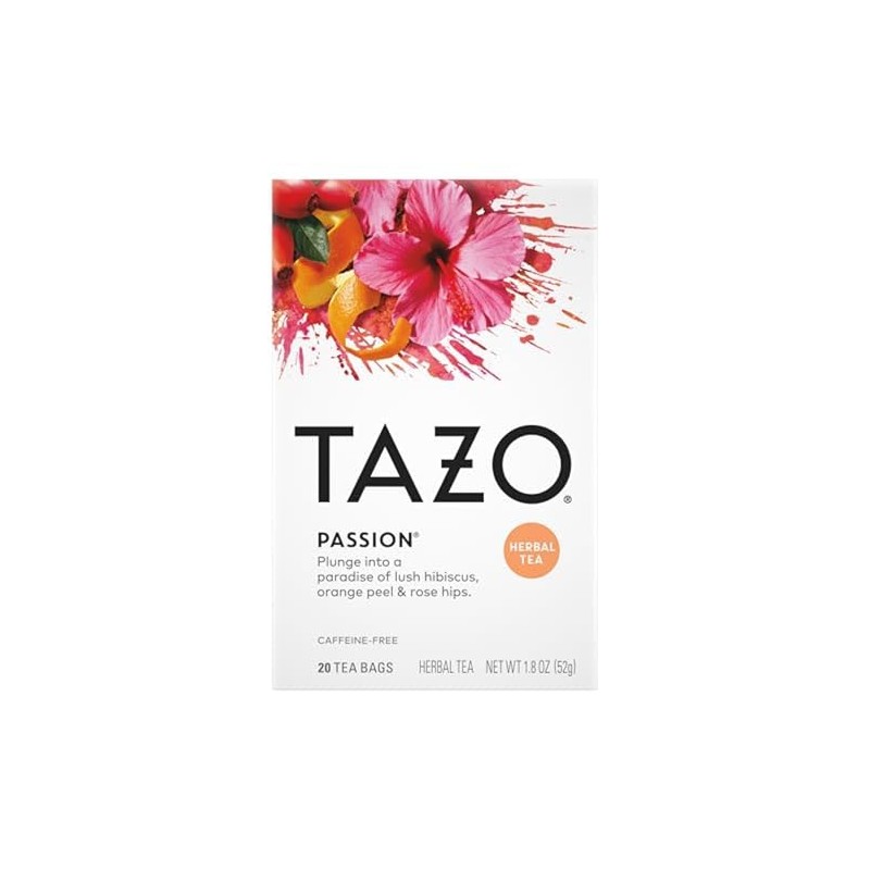 TAZO Passion Herbal Tea Bags - Hot or Iced, Caffeine-Free