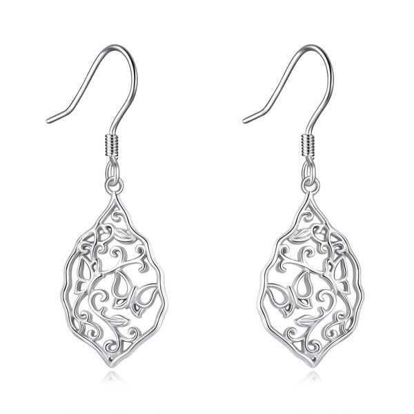 VONALA Filigree Teardrop Earrings 925 Sterling Silver Butterfly Dangle Earrings