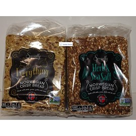 Specially Selected Everything and Herb & Sea Salt Norwegian Crisp Bread 6.7oz 190g (Two Bags)
