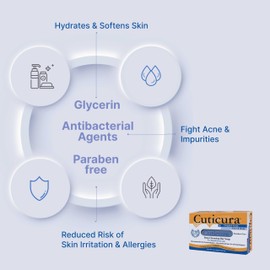 Cuticura Deep Cleansing Face and Body Soap, ORIGINAL Deep Cleansing Bar Soap for Blemish-Prone Skin 3 oz (Pack of 1)