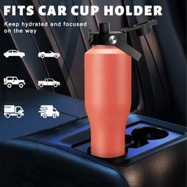 Insulated Water Bottle 40 oz with Straw - Stainless Steel Tumbler w/Paracord Handle, Straw Lid, Pop-up Lid & Waterbottle Sling, Iced Coffee Cup Travel Mugs Insulated for Hot 24h and Cold 48h