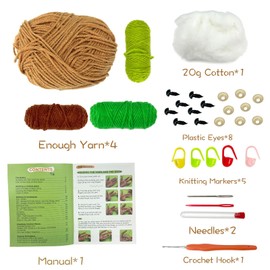 Juvanovo Capybara Crochet Set for Beginners, Capybara Knitting for Beginners Set, Capybara Crochet Set, Capybara Knitting Set with Instructions Knitting, DIY Crafts for Children Adults (with Turtles)