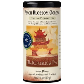 The Republic of Tea - Peach Blossom Oolong Tea, 1.8 oz Tin, 36 Tea Bags | Caffeinated Tea | Milk Tea