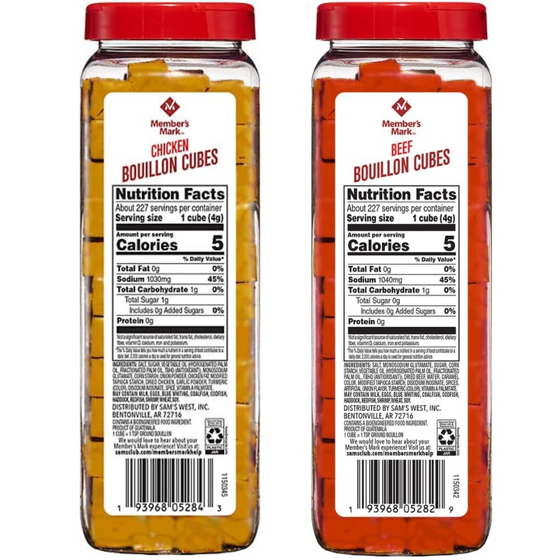 2 Pack: Member's Mark's Chicken Bouillon Cubes and Beef Bouillon