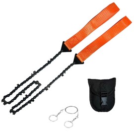 Pocket Chainsaw with 14-inch Anti-Slip Handles, 24 inch Heavy Duty Steel Pocket Saw, 11 Sharp Teeth Survival Saw, Hand Chain Saw, Cable Saw, Camp Backpacking Saw for Hiking Tree Cutting