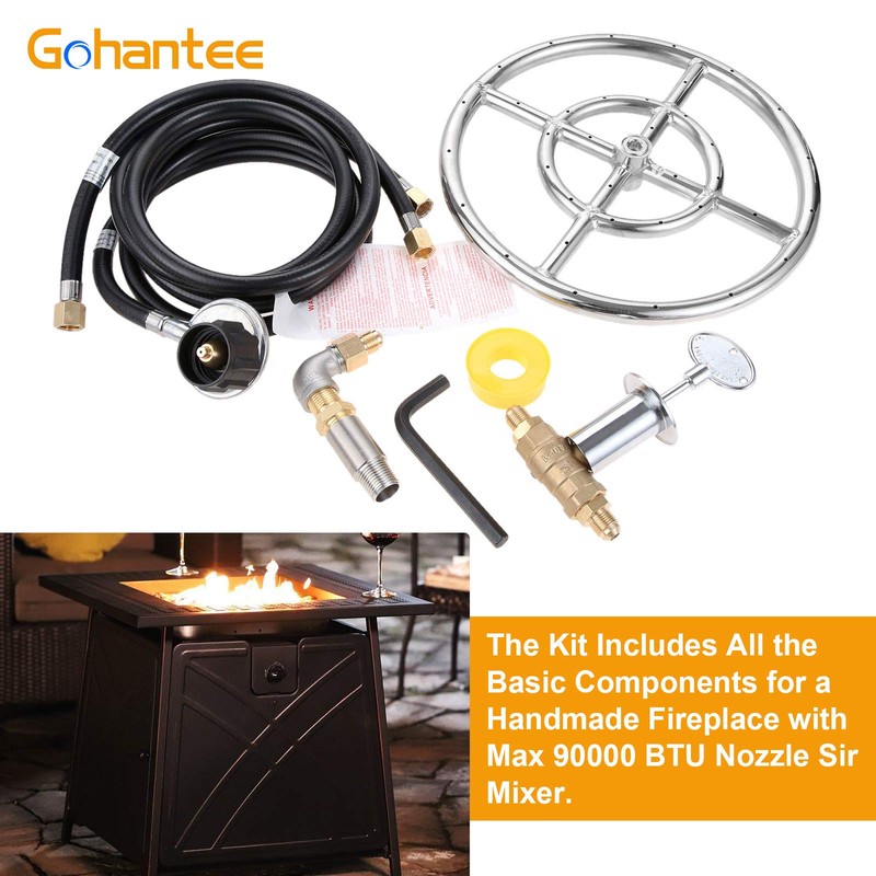 gohantee Fire Ring Burner Valve Assembly Kit, 12 inch Stainless