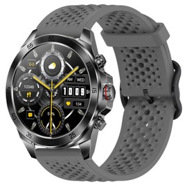 Compatible with ALPHAGEAR Smartwatch Bands, 22mm Quick Release Sport Desgined Silicone band with Metal Buckle Compatible with ALPHAGEAR Bravo II, Bravo XL, Raptor, Commander, Juliet Smartwatch (Gray, 22mm size band)