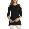 Afibi Womens Cold Shoulder 3/4 Sleeve Swing Tunic Tops For