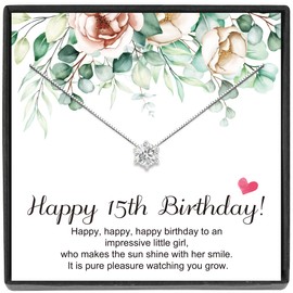 JeeweLife 15th Birthday Gifts for Her, Sterling Silver Necklace for Daughter 15 Years Old Gift for Granddaughter Best Gifts for 15 Year Old