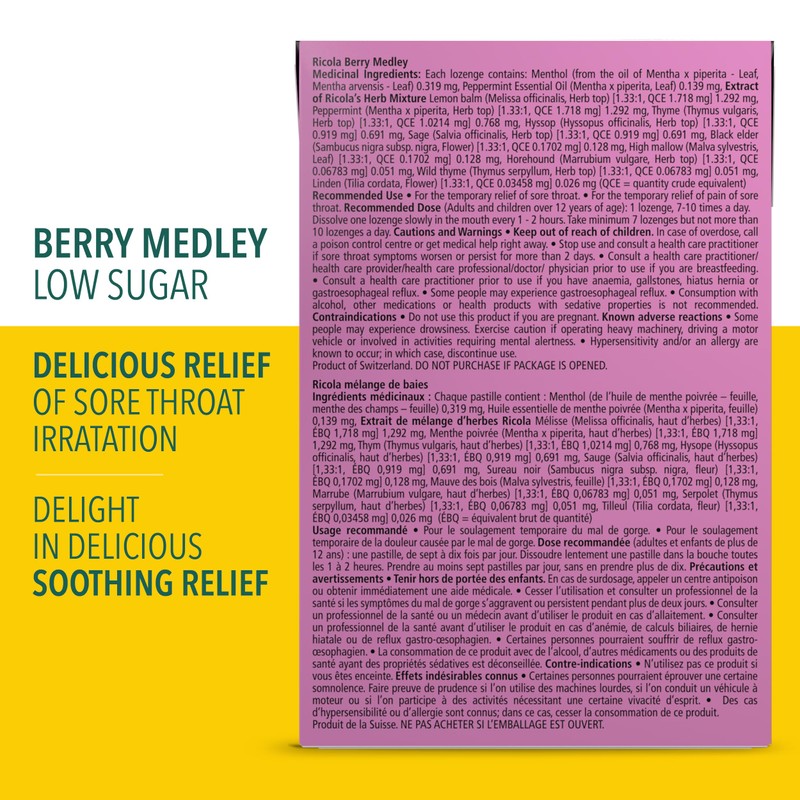 Ricola Berry Medley Cough Suppressant Throat Drops, 18 Count Box