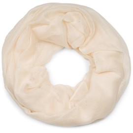 styleBREAKER 01018090 Elegant Plain Glitter Loop Scarf, Plain Colour, Tube Scarf, Cream-Beige