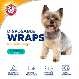 Arm & Hammer for Pets Male Dog Wraps, X-Small 12ct | Super Absorbent Dog Wraps for Male Dogs | Arm & Hammer Baking Soda Enhanced Doggie Diapers for Odor Control, Dog Diapers Male, Male Dog Diapers