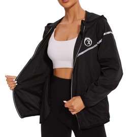 NINGMI Waterproof Raincoat with Hood Windbreaker Rain Jacket for Women Zipper Lightweight Hiking Outdoor