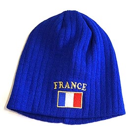France Gorro de invierno bordado, Azul / Patchwork, Talla única