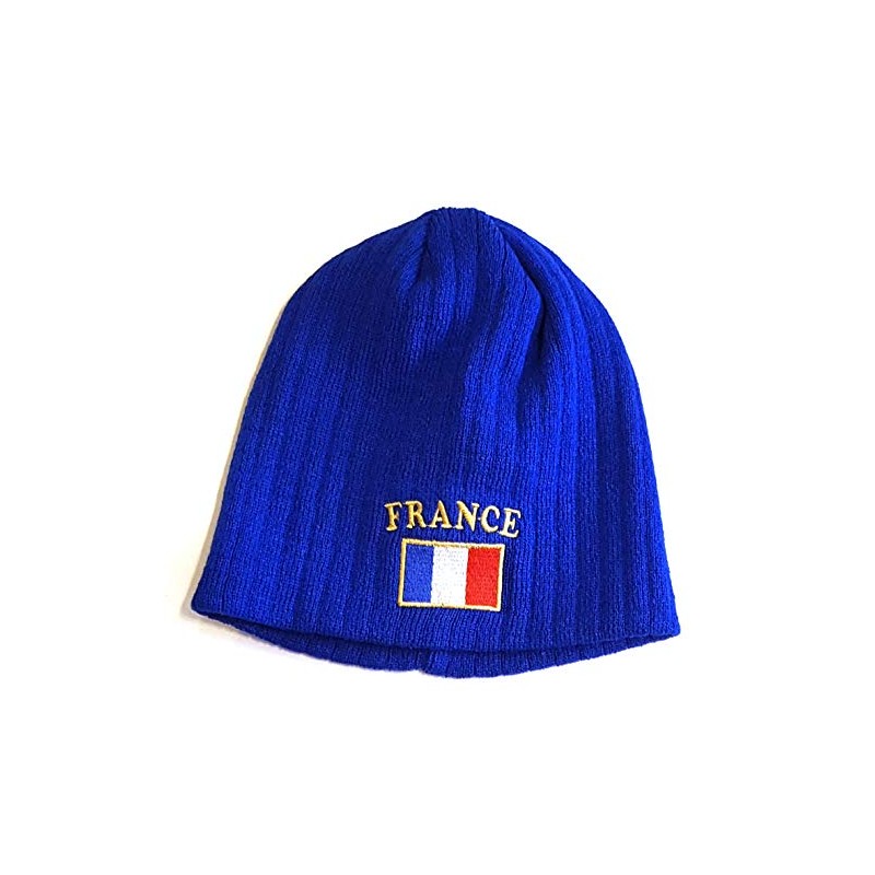 France Gorro de invierno bordado, Azul / Patchwork, Talla única