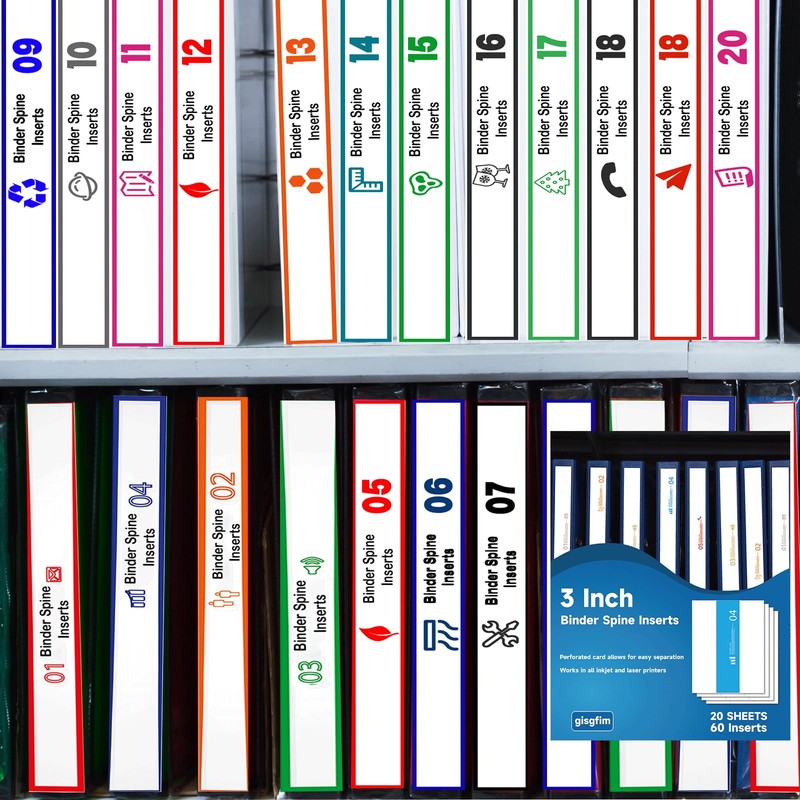 gisgfim 20 Sheets Binder Spine Inserts 3 Inch Spine Width