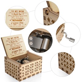 You are My Sunshine Music Box, Gift for Mom from Daughter, Wood Laser Engraved Vintage Mini Size Boxes, Unique Best Mother's Day, Birthday/Christmas, Thanksgiving Day