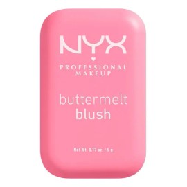 NYX Professional Makeup, Buttermelt Blush, Tono: Butta Together (rosa claro). Rubor cremoso en polvo infusionado con manteca de karité, mango y almendras, hasta 12H de uso, fórmula vegana