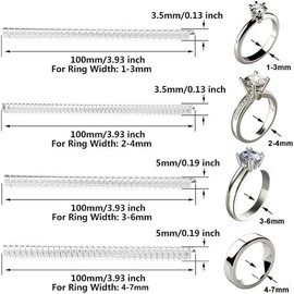 12 Pack Ring Sizers Invisible Ring Sizer Adjuster for Loose Rings Ring Guard and Spacer for Men and Women Jewelry Size Adapter Reducer Resizer, Guards,Spiral Silicone Tightener Set
