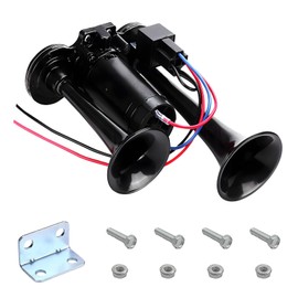 BWBWND 12V Car Air Horn, 120DB Dual Trumpets Super Loud Train Electric Horns with Compressor, Air Horns Speaker Kit Compatible with Cars SUVs Trucks Boats, Car Accessories (Black)