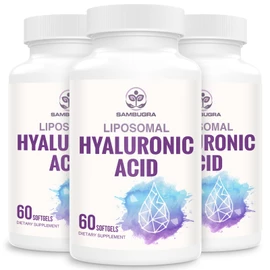Sambugra Liposomal Hyaluronic Acid 1000mg, High BioavailabilityHyaluronic Acid Capsules, Dietary Supplement Support Skin and Bones, 180 Capsules (Pack of 3)