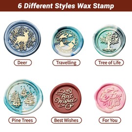 Wax Seal Stamp 3D Embossing with Brass Head Wooden Handle, Removable Brass Stamp Heads, 3D Christmas Card Stamp Head Made of Brass, Envelopes, Thanksgiving, Invitation Cards