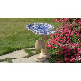 Hi-Line Gift 21" H Ceramic Bird Bath Modern Garden Yard Decor Cotemporally Bird Feeder