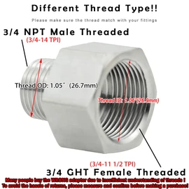 Beduan Stainless Steel Garden Hose Adapter - 3/4" GHT Female to NPT Male Connector