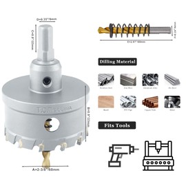 Luomorgo 2-3/8" 60mm TCT Carbide Hole Saw Tungsten Carbide Tipped Hole Cutter with 2 Pcs Titanium-Plated Pilot Drill Bit for Metal Iron Steel Wood Plastic