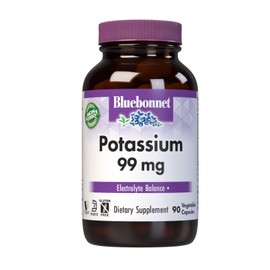 Bluebonnet Potassium Supplement Aspartate 99mg Essential Mineral Supplements for Electrolyte Balance - Non-GMO, Vegan, Kosher Certified, Gluten-Free, Soy-Free, Dairy-Free - 90 Veggie Capsules