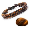 GT collection Brown Tiger Eye Bracelet for Men, Adjustable Double