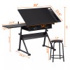 SEGAWE Adjustable Drafting Desk Workstation Set in Black MDF with