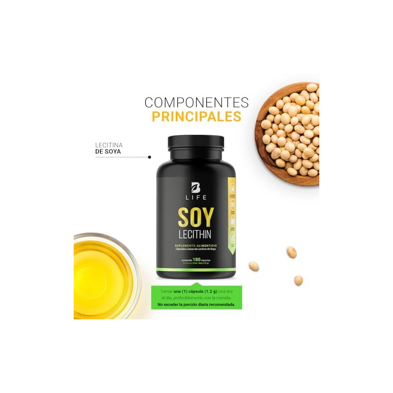 B Life Lecitina de Soya con 180 Cápsulas Blandas