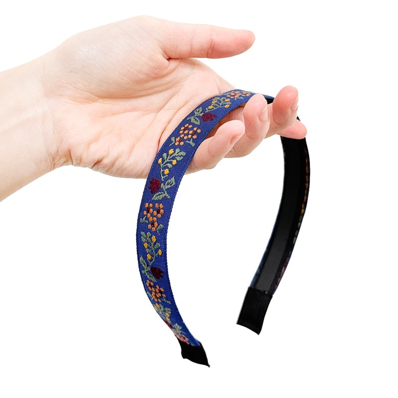 Burnaby Blue Ethnic Flower Pattern Hairband / 버나비 블루 에스닉