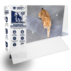 PANTHER ARMOR Cat Carpet Protector for Deep Pile Carpet, Stop Cats from Scratching Carpets, Door Edge Protector, Plastic Runner Mat, 15.7” x 43.3”